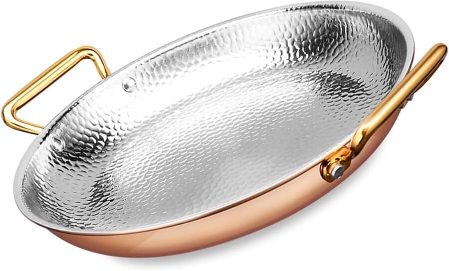 Paella Pan Koekenpan Zeevruchten Gezellig Koken Tri-Ply Roestvrij Staal 30 cm Goud