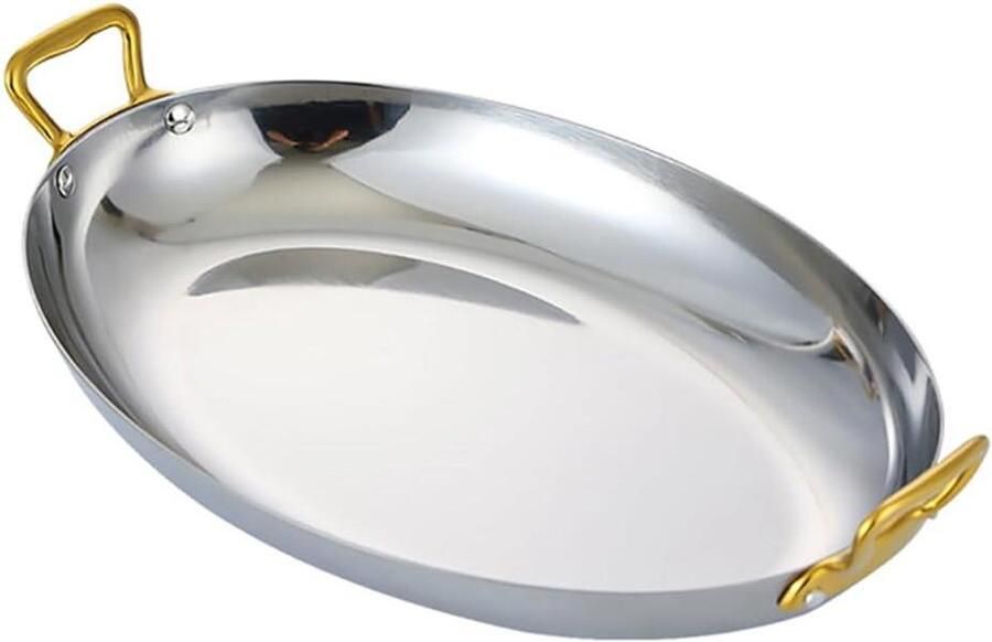 Paella Pan Koekenpan Zeevruchten Koken Thuis Dubbele Handgrepen 40cm Roségoud
