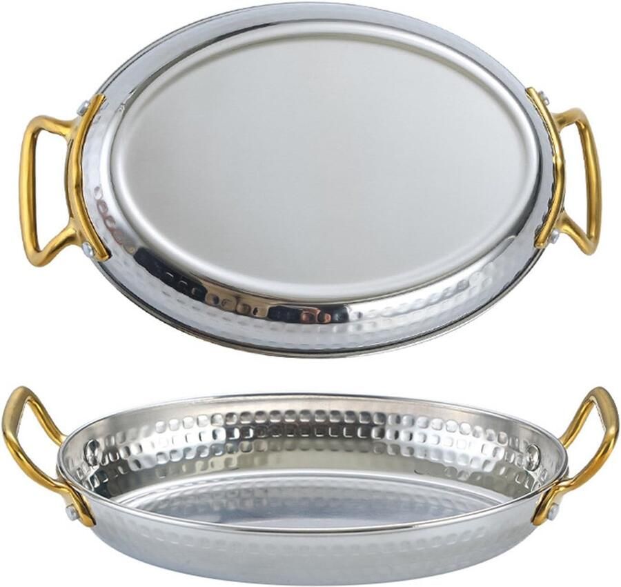 Paella Pan Kookbak Gerechten Bereiden Roestvrij Staal 14 cm Zilver