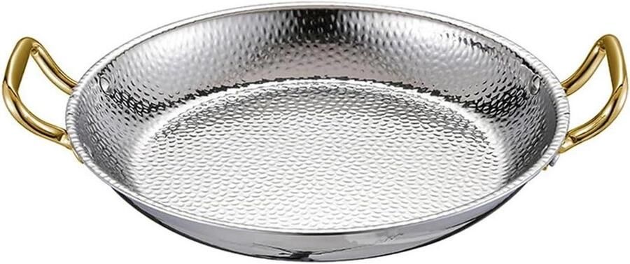 Paella Pan Kookgerei Thuis Koken Gehamerde Afwerking Maten Zilver