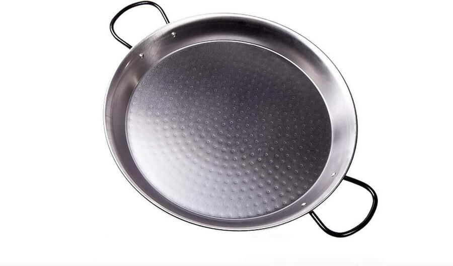 Paella Pan Kookpan Authentiek Koken Gepolijst Staal 28 cm Zilver