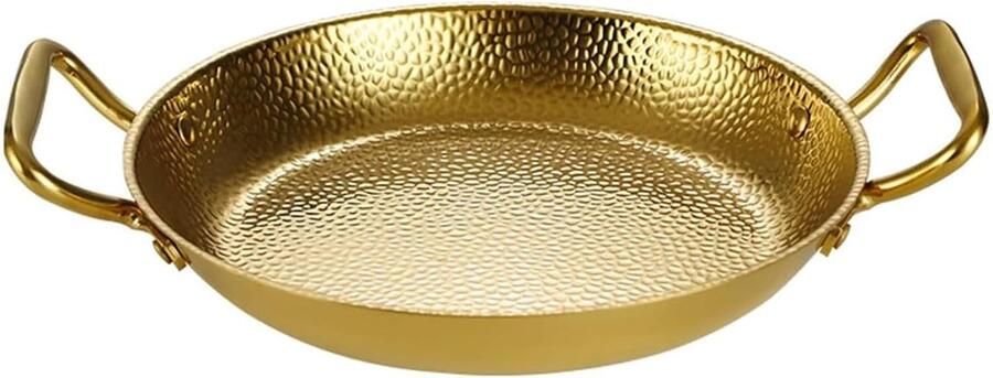 Paella pan Kookpan Dubbele handgreep Klassiek Koken Roestvrij staal 32 cm Goud