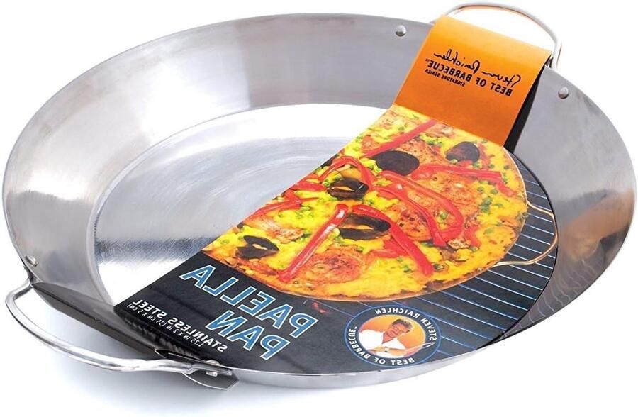 Paella Pan Kookpan Gerechten Bereiden Roestvrij Staal 41.5 cm Zilver
