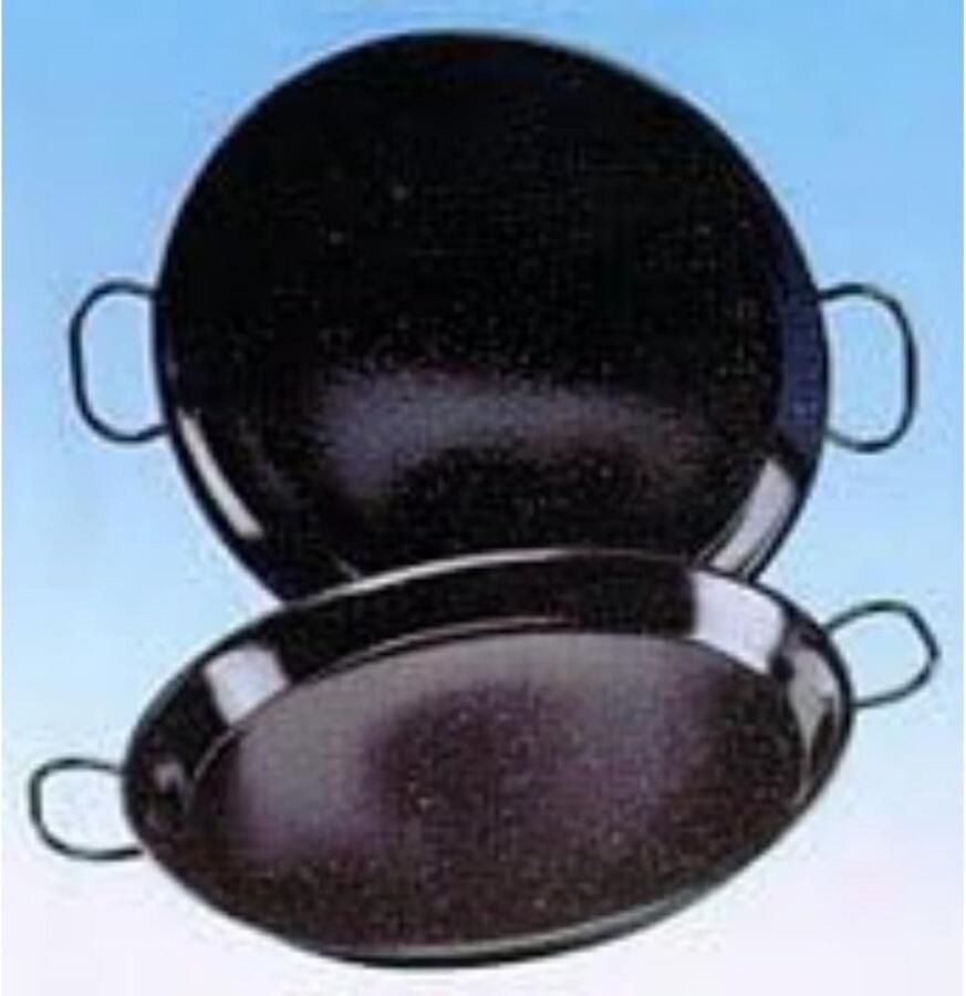 Paella Pan Kookpan Gezellig Koken Geëmailleerd Staal 24 cm Zwart