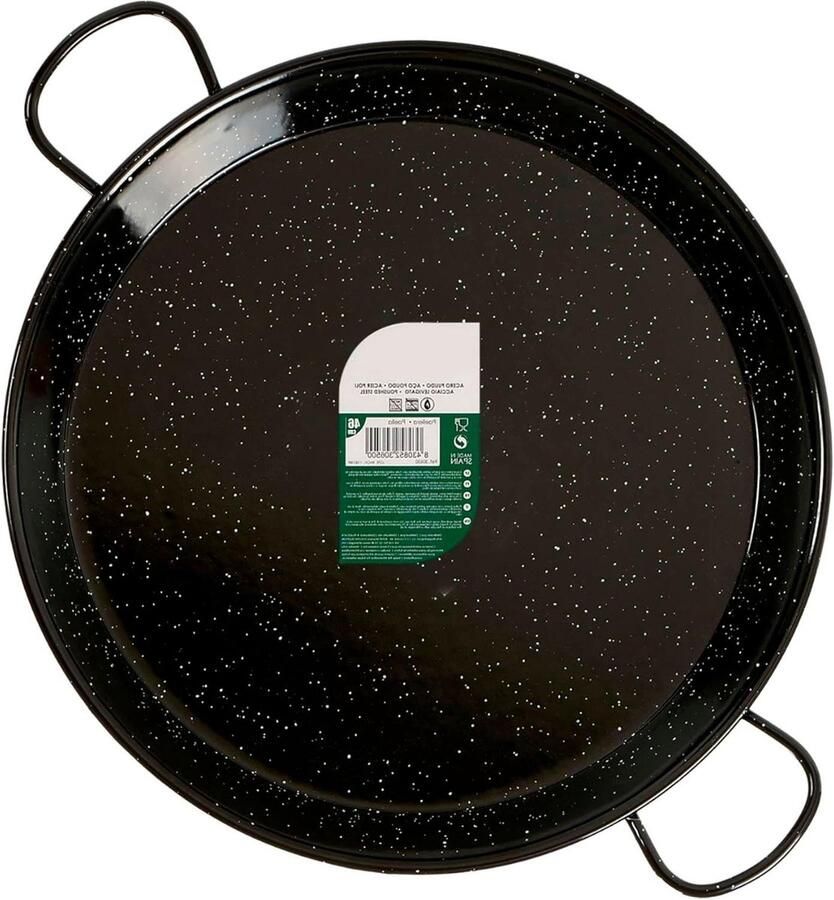 Paella pan Kookpan Grote maaltijden bereiden Geëmailleerd staal 46 cm Zwart