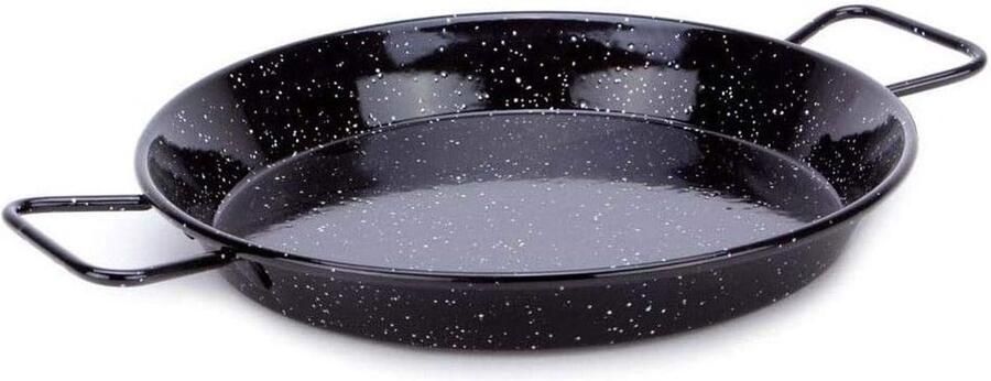 Paella Pan Kookpan Grote maaltijden koken Geëmailleerd staal 38 cm Zwart