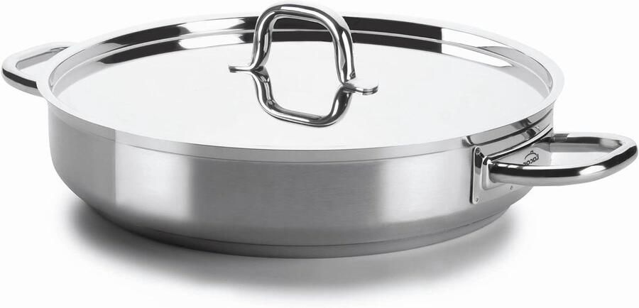 Paella pan Kookpan met deksel Grote maaltijden bereiden Energiebesparend deksel 40 cm diameter Gepolijst metaal