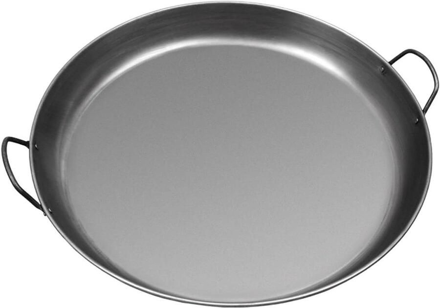 Paella Pan Kookpan Pizza Pan Buiten Koken Gietijzer Hittebestendig 40 cm Zilver