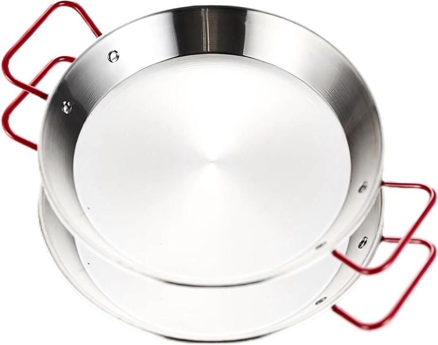Paella Pan Kookpan Roestvrijstaal Gerechten Bereiden Antiaanbaklaag 28 cm Zilver