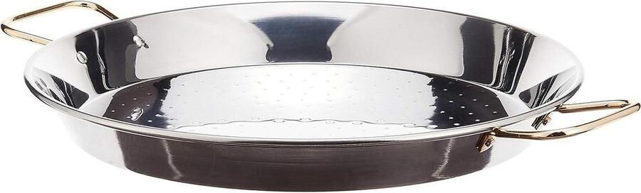Paella Pan Kookpan Rond Grote Maaltijden Bereiden Roestvrij Staal 36 cm Diameter Zilver