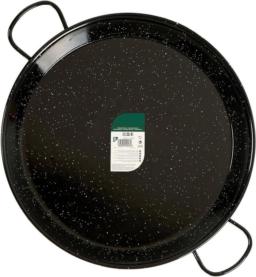Paella Pan Kookpan Serveerschaal Grote Groepen Koken Geëmailleerd Staal 70 cm Zwart