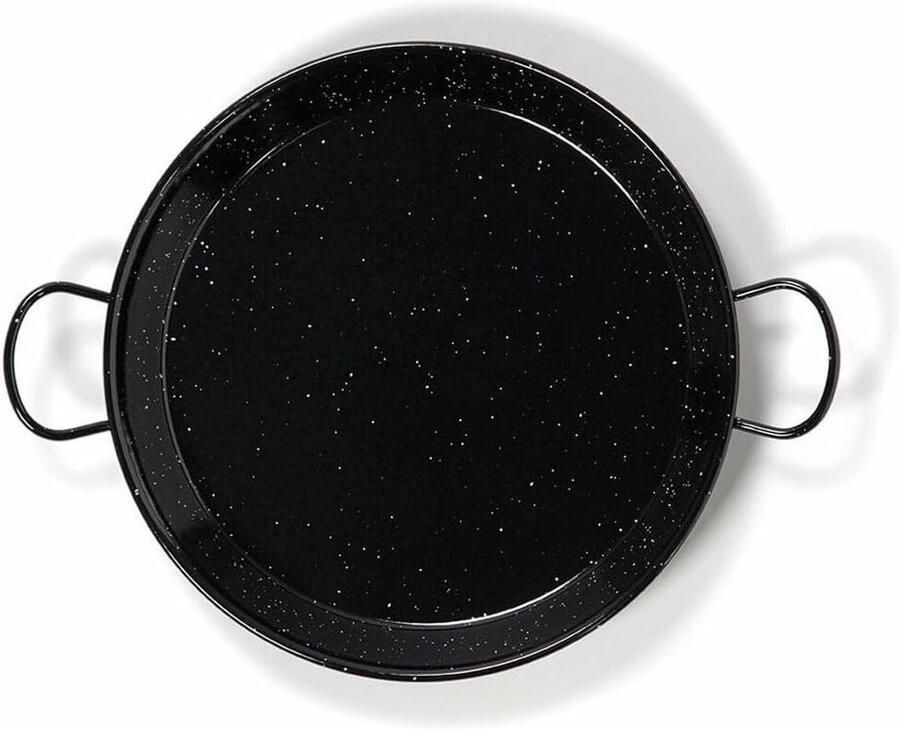 Paella Pan Kookpan Ssteel Traditioneel Koken Geëmailleerd Staal 34 cm Zwart