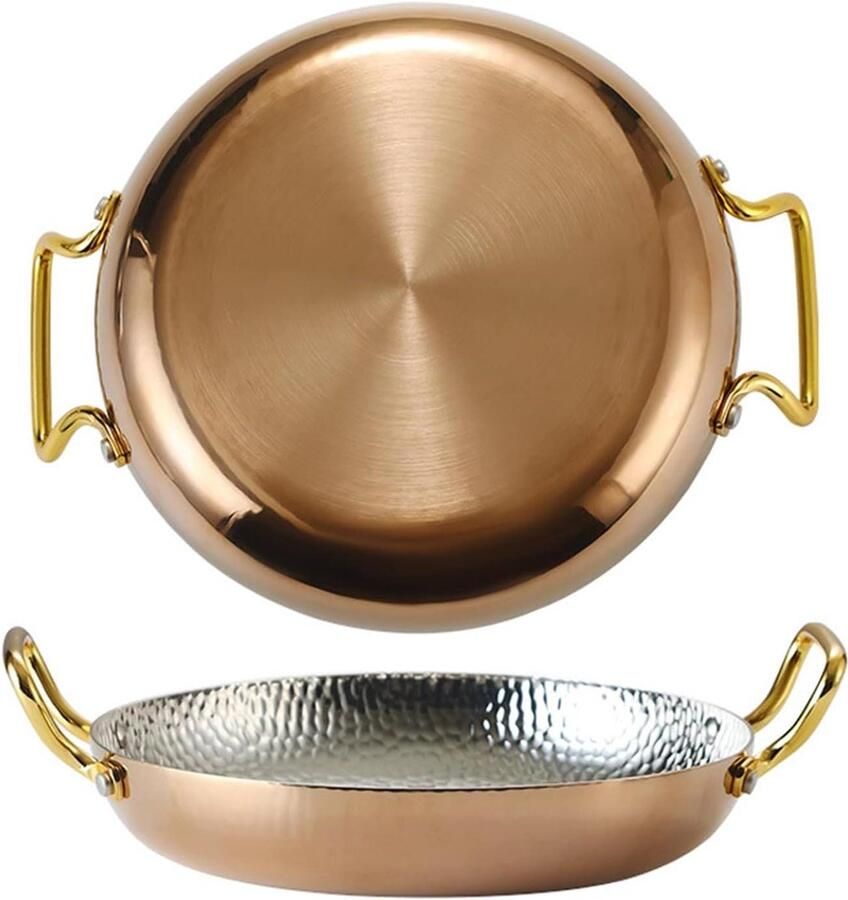 Paella Pan Kookpan Zeevruchten Authentiek Koken Handgehamerd Staal 4 Maten Rosé Goud