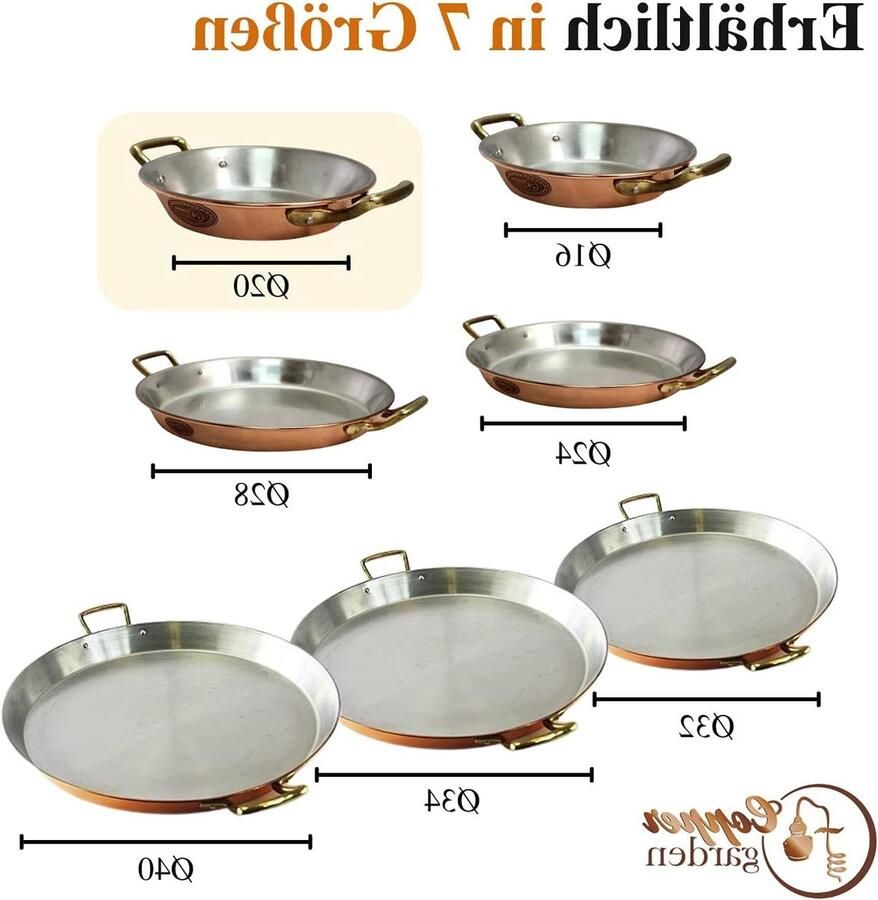 Paella Pan Koperen Pan Paella Koken Ideale Warmteverdeling 20 cm Koper