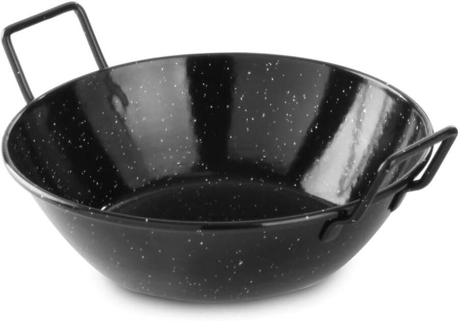 Paella Pan Paellapan Koekenpan Koken en Serveren Geëmailleerd Staal ø120x25 mm Zwart