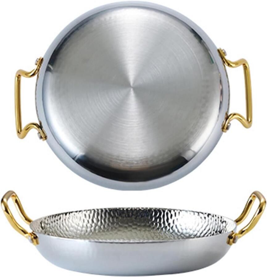 Paella Pan Paellapan Roestvrij Staal Authentiek Koken Handgehamerd Ontwerp 4 Maten Zilver