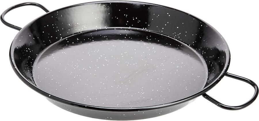 Paella Pan Paellera Koekenpan Koken voor groepen Geëmailleerd staal 32 cm Zwart