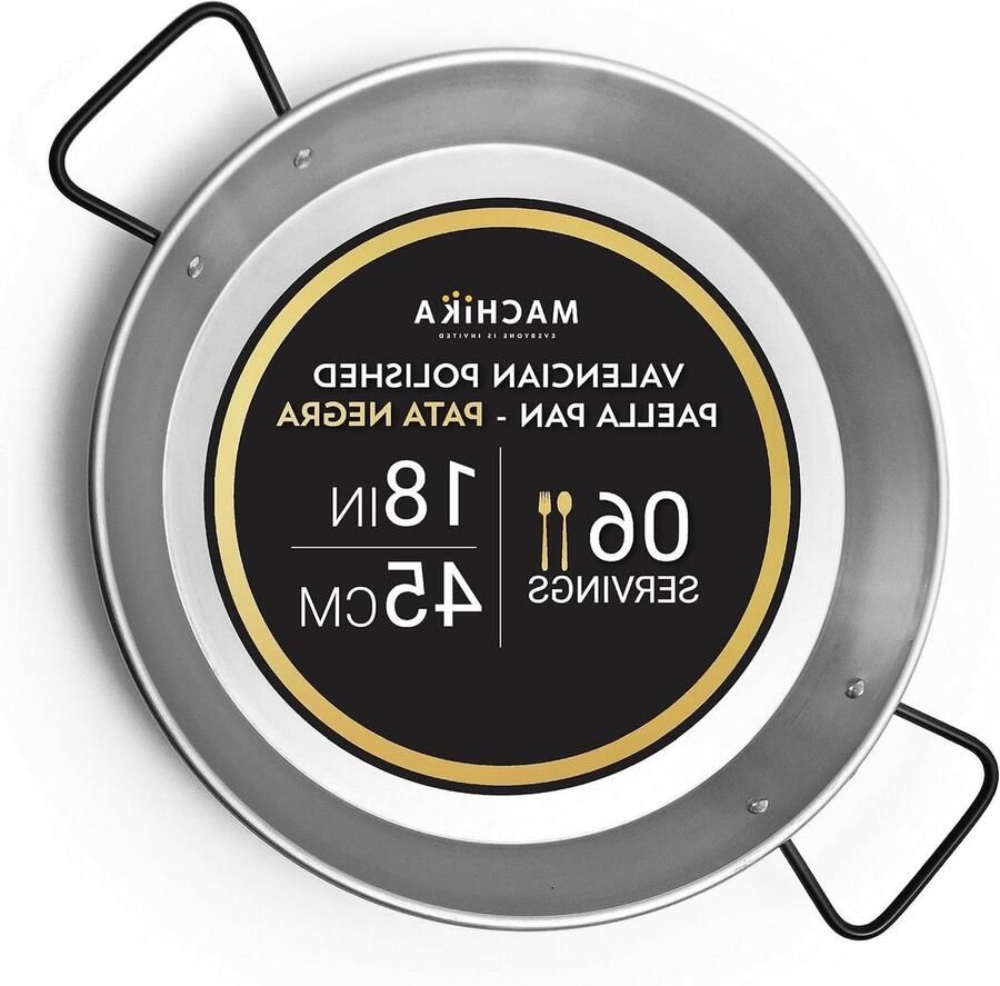 Paella Pan Paellera Koekenpan Paella Koken Gepolijst Staal 45 cm Zilver