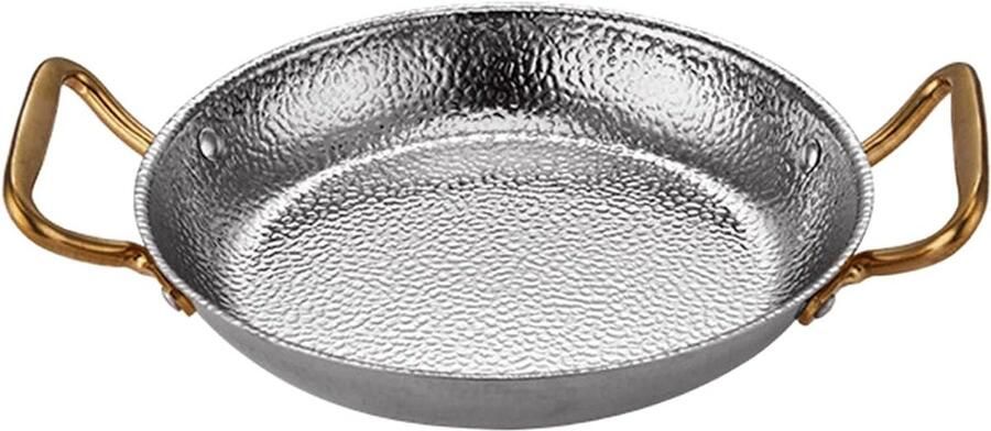 Paella Pan Paellera Kookgerei Spaanse Gerechten Maken Handgehamerd Roestvrij Staal 28 Cm Zilver