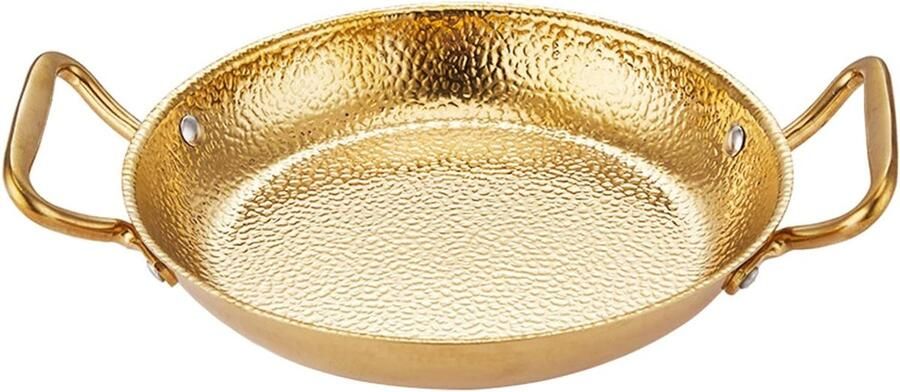Paella Pan Paellera Kookpan Spaanse Gerechten Maken Handgehamerd Roestvrij Staal 20-30 cm Goud