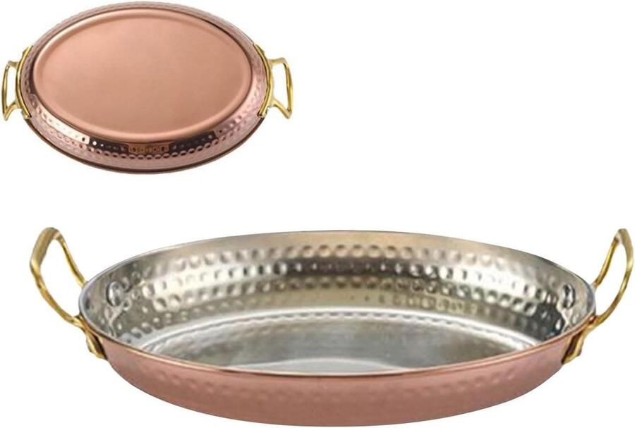Paella Pan Kookpan Vispan Zeevruchten Koken Naadloos Ontwerp 18 x 12.5 cm Goud