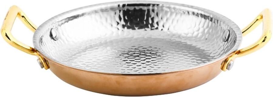 Paella Pan Spaanse Koekenpan Authentiek Koken Handgehamerd Ontwerp 34 cm Roségoud