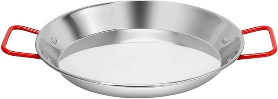 Paella Pan Spaanse Koekenpan Maaltijden Bereiden Roestvrij Staal 32cm Zilver