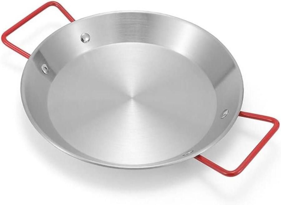 Paella Pan Spaanse Koekenpan Mediterrane Gerechten Antiaanbaklaag 25cm Rood Handvat