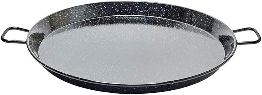 Paella Pan Steel Pan Koken voor Groepen Geglazuurd Staal 80 cm Zwart