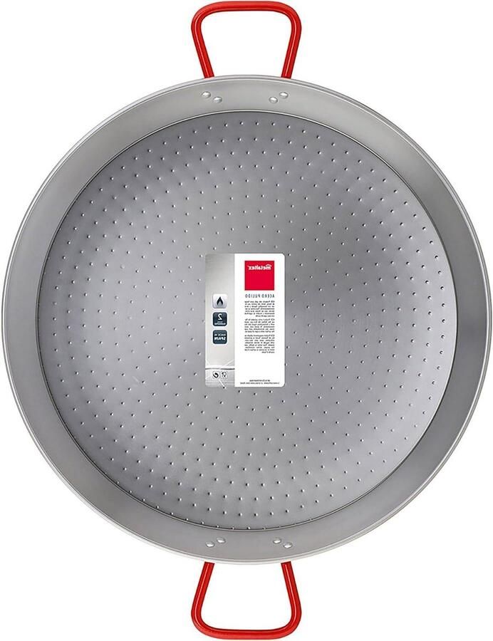 Paella Pan Steel Pan Paella Koken Versterkte Handvatten 60 cm Zilver