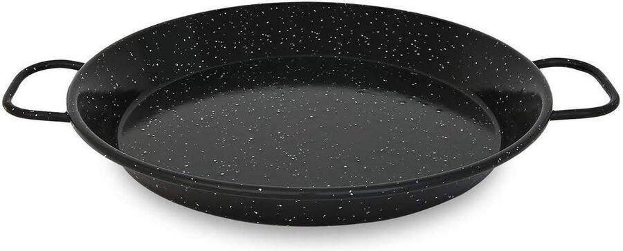 Paella Pan Steel Pan Spaanse Gerechten Maken Geëmailleerd Non-stick 55 cm Zwart