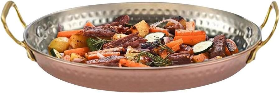Paella Pan Vispan Sauspan Authentiek Koken Roestvrij Staal 18x12.5x3cm Goud