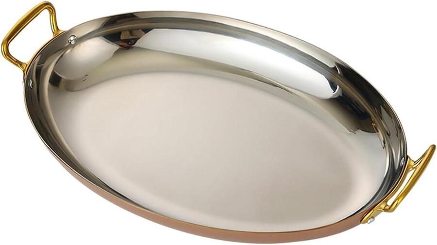 Paella Pan Zeevruchten Koekenpan Gerechten Bereiden Gelijkmatige Warmteverdeling 40cm Roségoud