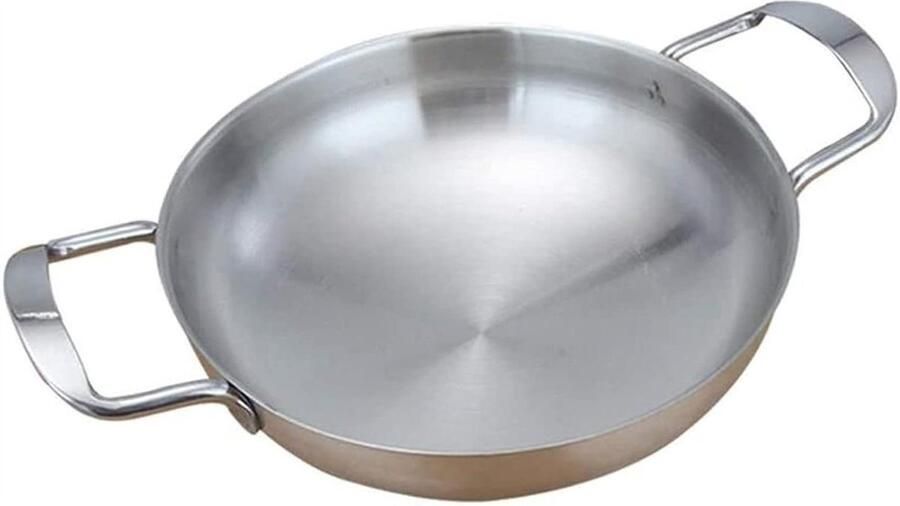 Paella Pan Zeevruchten Pan Soeppan Koken voor Feesten Roestvrij Staal 18 cm Diameter Zilver