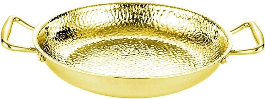 Paella Pan Paellapannen Zeevruchten Spaans Koken Handgehamerd Roestvrij Staal 24 cm Goud