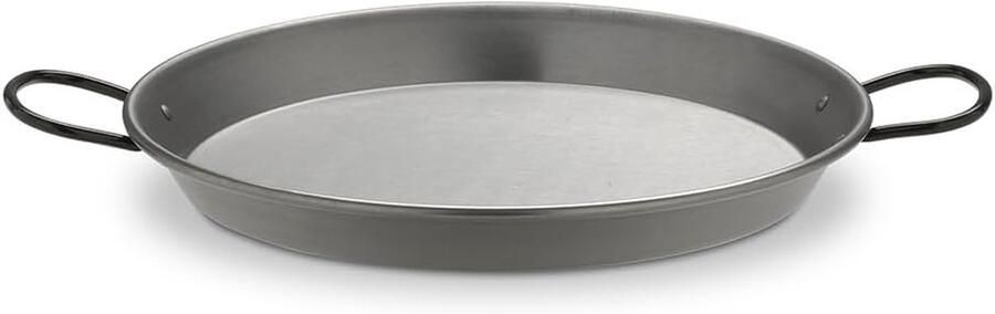 Paellapan Gemaakt Kookpan Inductie Culinaire Creaties Gepolijst Stalen Afwerking 30 cm Diameter Zilver
