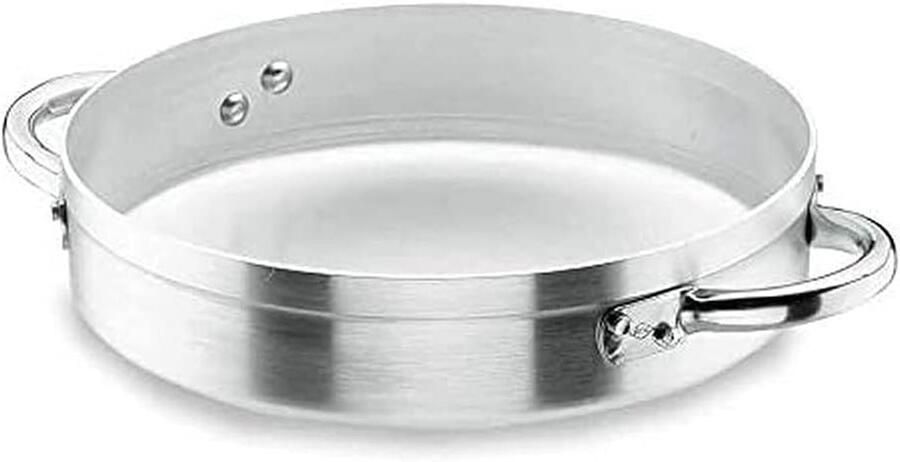 Paellapan Koekenpan Braadpan Gerechten Bereiden Roestvrijstalen Handgrepen 34 cm Zilver