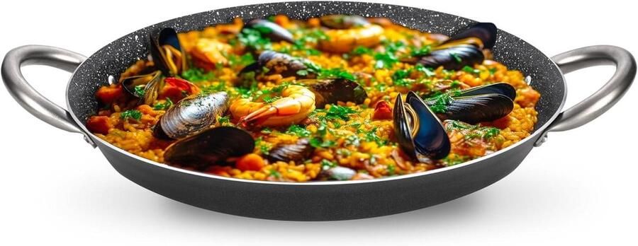 Paellapan Paella pan Koken Dubbele bodem 34 cm Zwart