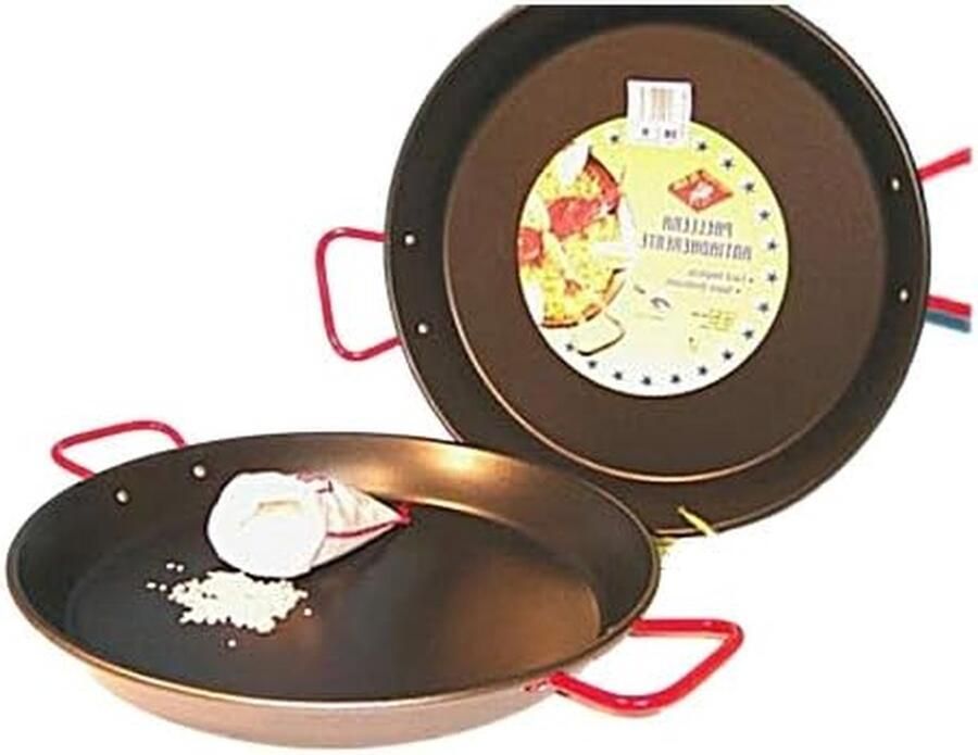 Paellapan Paellera Grote Maaltijden Bereiden Anti-aanbaklaag 40 cm diameter Zwart