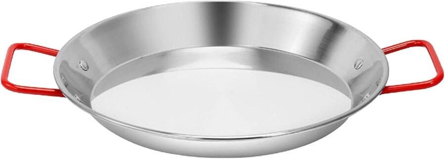Paellapan Roestvrij Staal Grote Koekenpan Maaltijden Bereiden Anti-aanbaklaag Groot Formaat Zilver