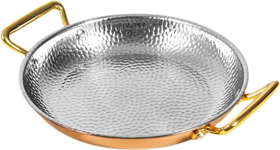 Paellapan Roestvrij Staal Spaanse Koekenpan Koken voor Feesten Handgehamerd Ontwerp 20 cm Roségoud