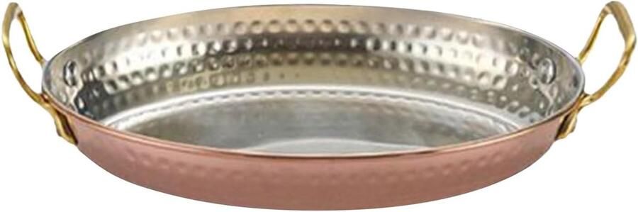 Paellapan Roestvrijstaal Steelpan met handgrepen Feestelijk dineren Optimale warmtegeleiding 18x12.5x3cm Goud