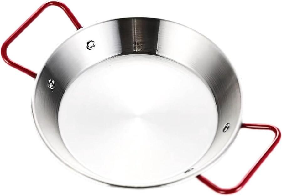Paellapan RVS Koekenpan Wok Gerechten Bereiden Gelijkmatige Hitteverdeling 22 cm Zilver