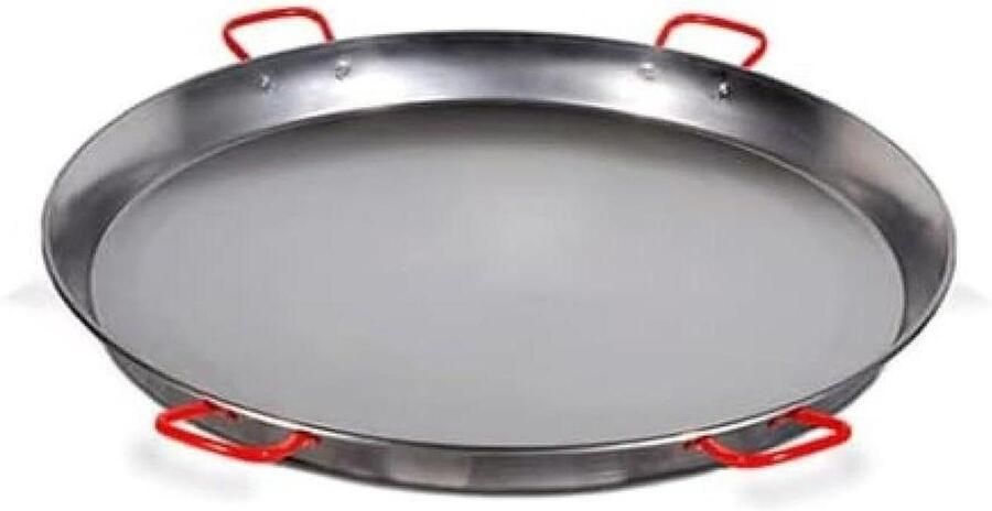 Paellapan Staal Kookpan Rond Grote Maaltijden Gepolijst Oppervlak 100 cm Zilver Rood