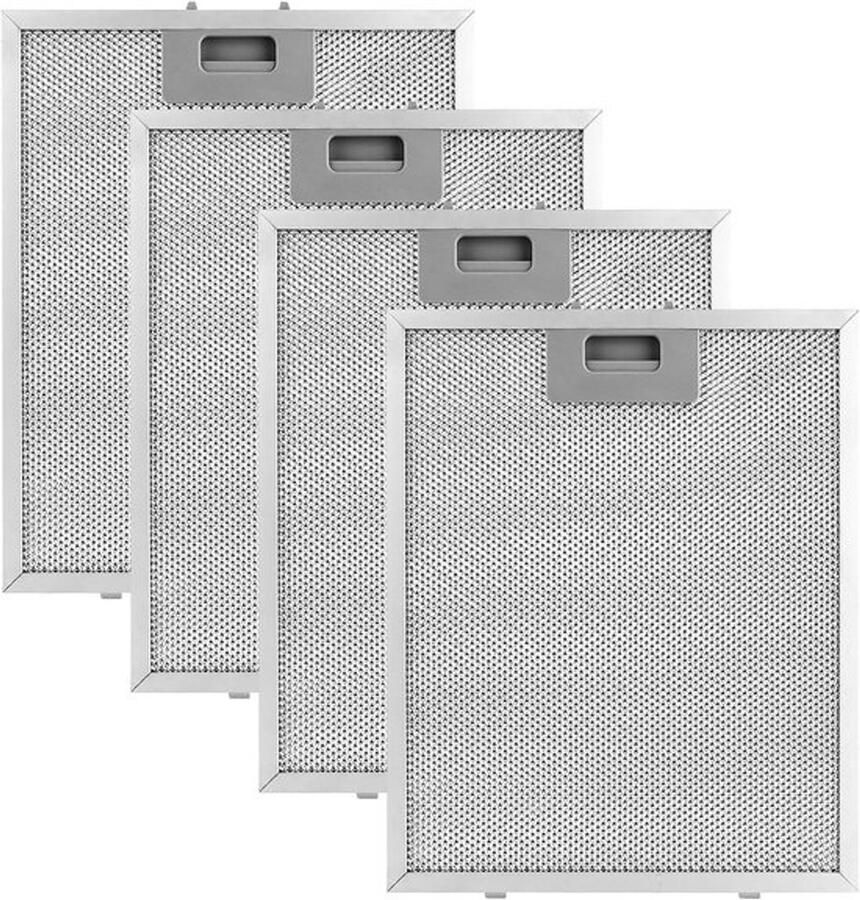 Pakket van 4 metalen vetfilters vervangingsfilters voor afzuigkappen 320 x 260 mm afzuigkap-accessoires 5-laags aluminiumrooster