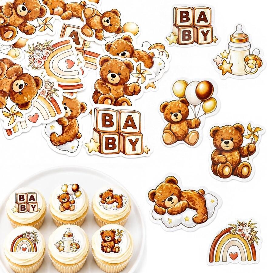 Pakket van 48 Baby Cupcake Toppers Beer Cupcake Toppers voor Babyshower
