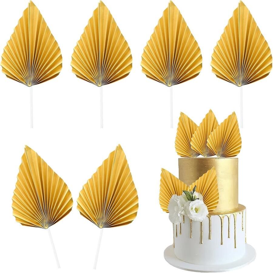 Palm 6 stuks bruiloft palm taartdecoratie palm verjaardag taartdecoratie palmbladeren