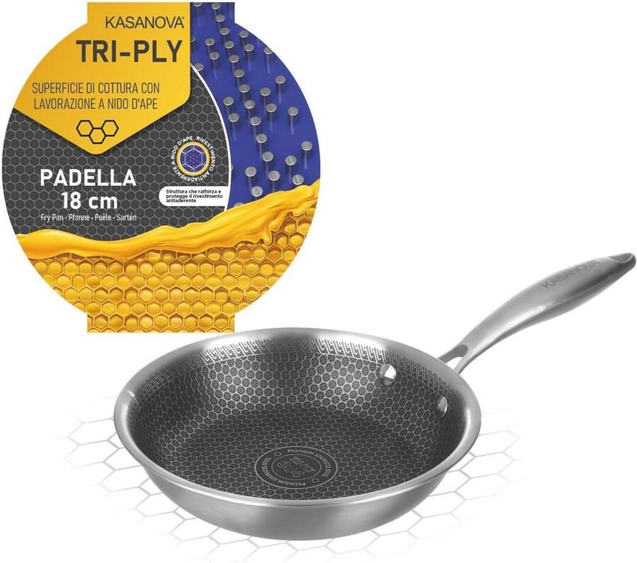 Pan 18 cm met 3 lagen Tri-ply Perfect voor elke kookplaat