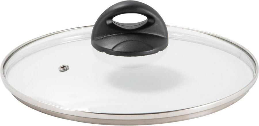 Pan Deksel Glazen Deksel Koken Zonder Kijken Met Stoomventiel 20 cm Diameter Zwart