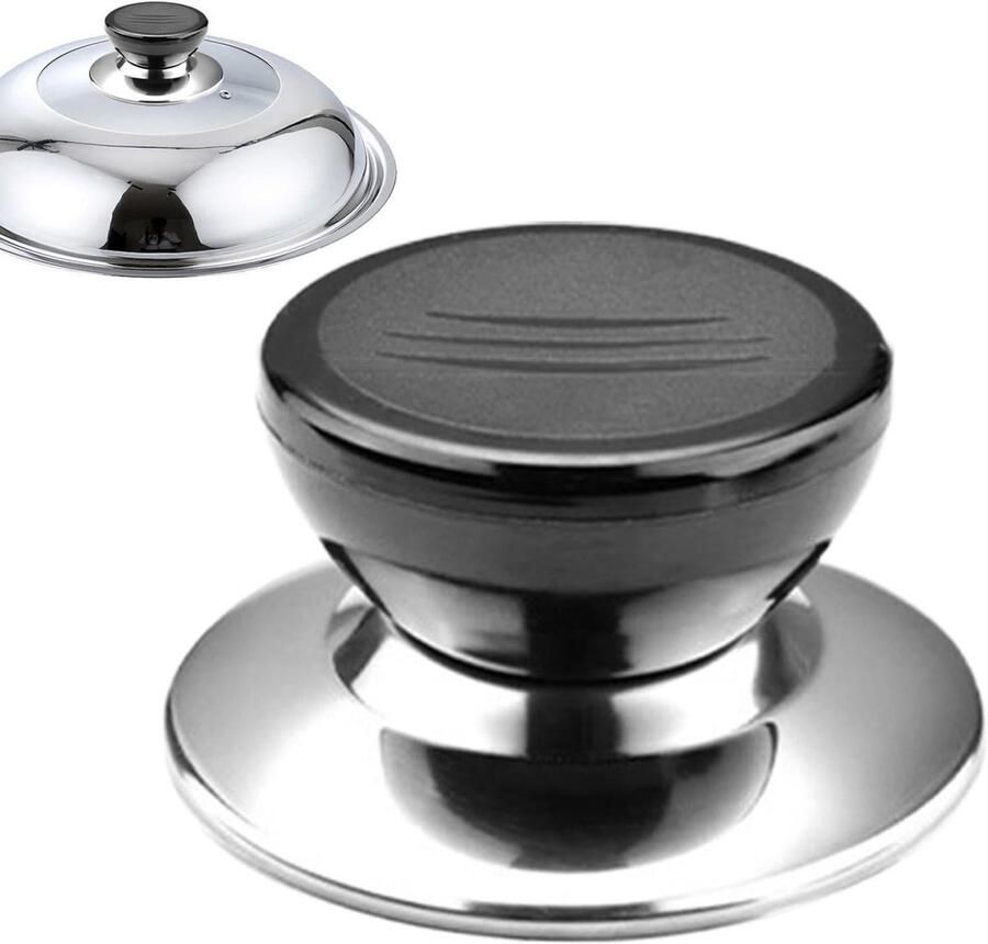 Pan Deksel Knop Kookgerei Handvat Veilig Koken Anti-verbranding Ontwerp 5 x 5 cm Zilver